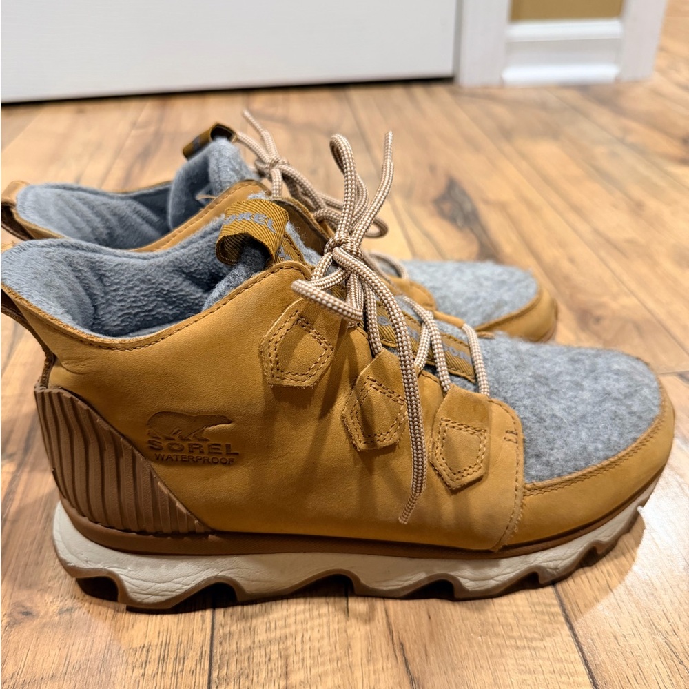 Sorel Wheat and Gray Lace-Up Waterproof Boots